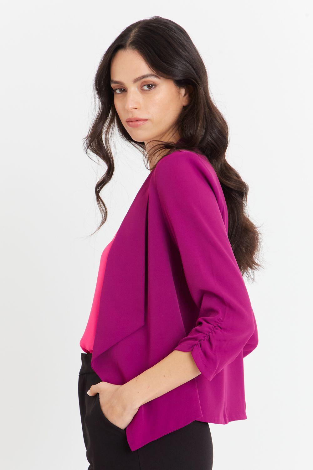 Blazer Entallado Manga Drapeada Morado Nicopoly-2