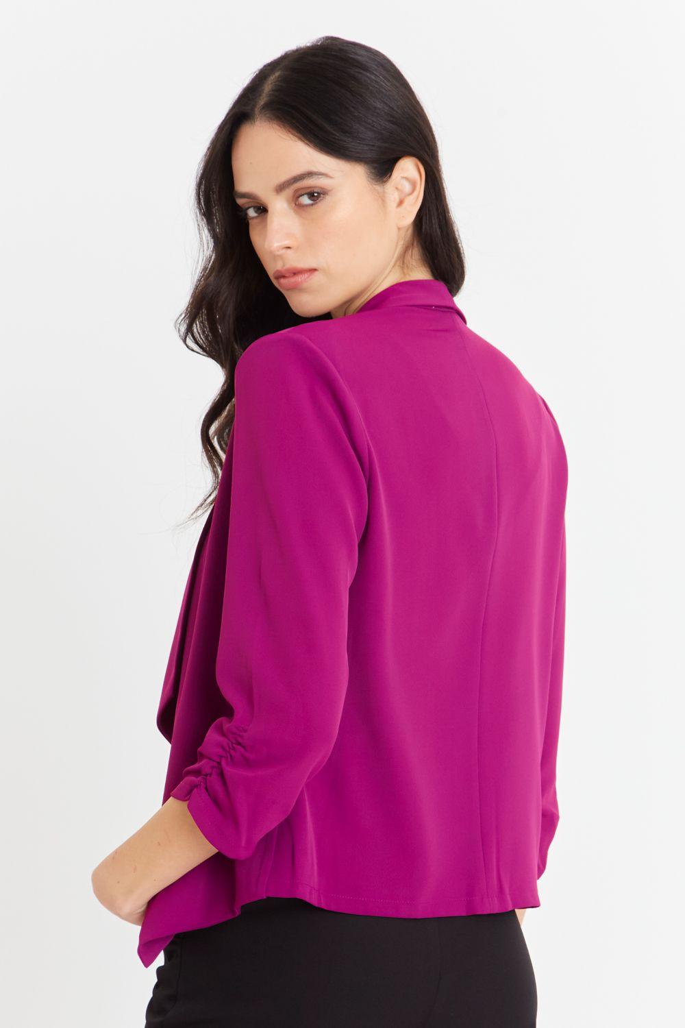 Blazer Entallado Manga Drapeada Morado Nicopoly-3