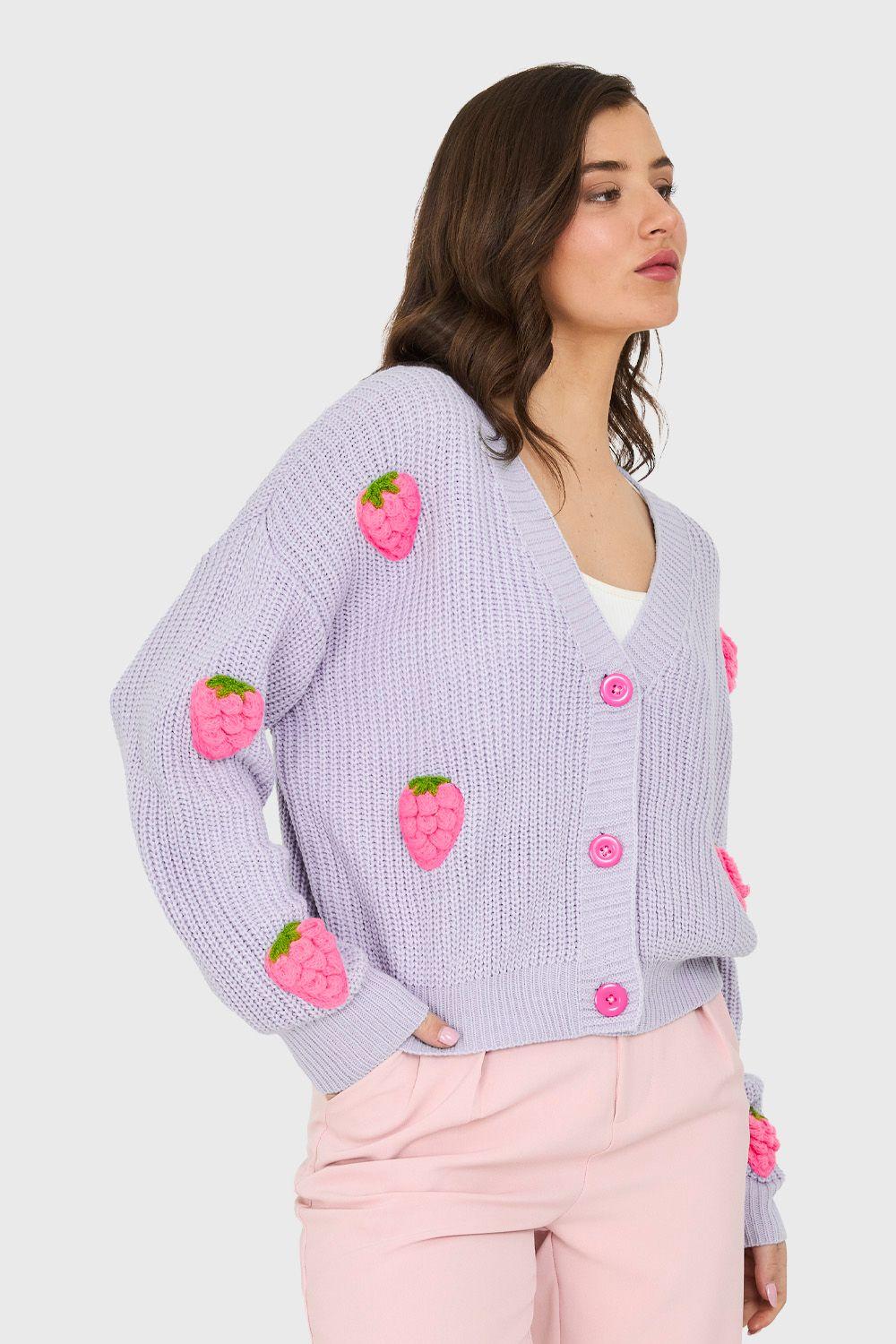 Cárdigan Frutillas 3D Celeste Nicopoly-2