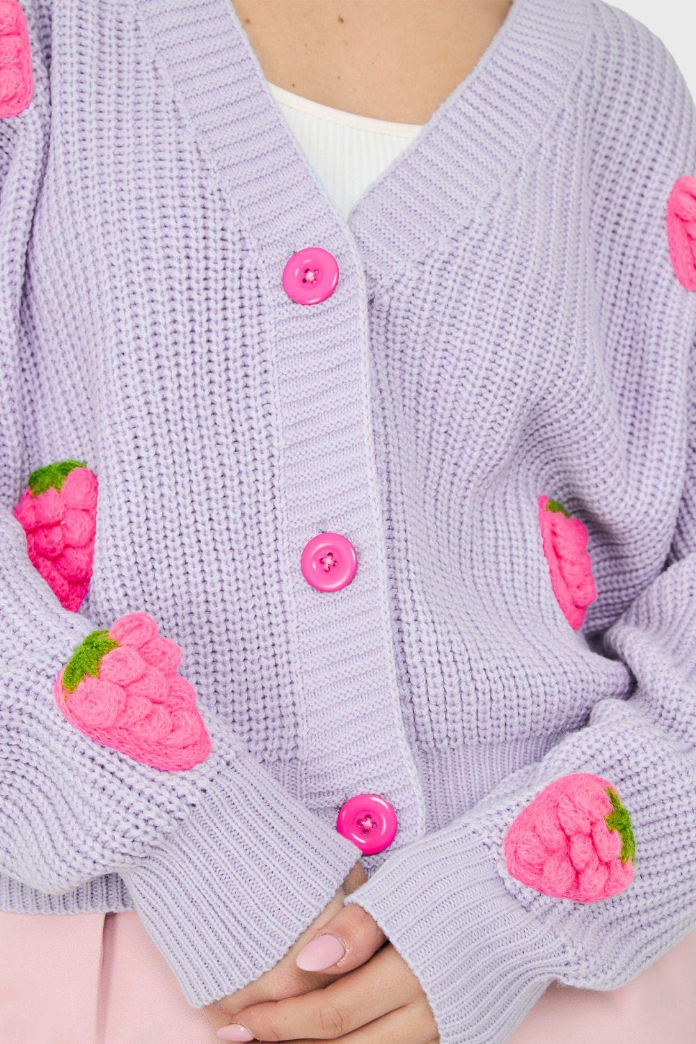 Cárdigan Frutillas 3D Celeste Nicopoly-5