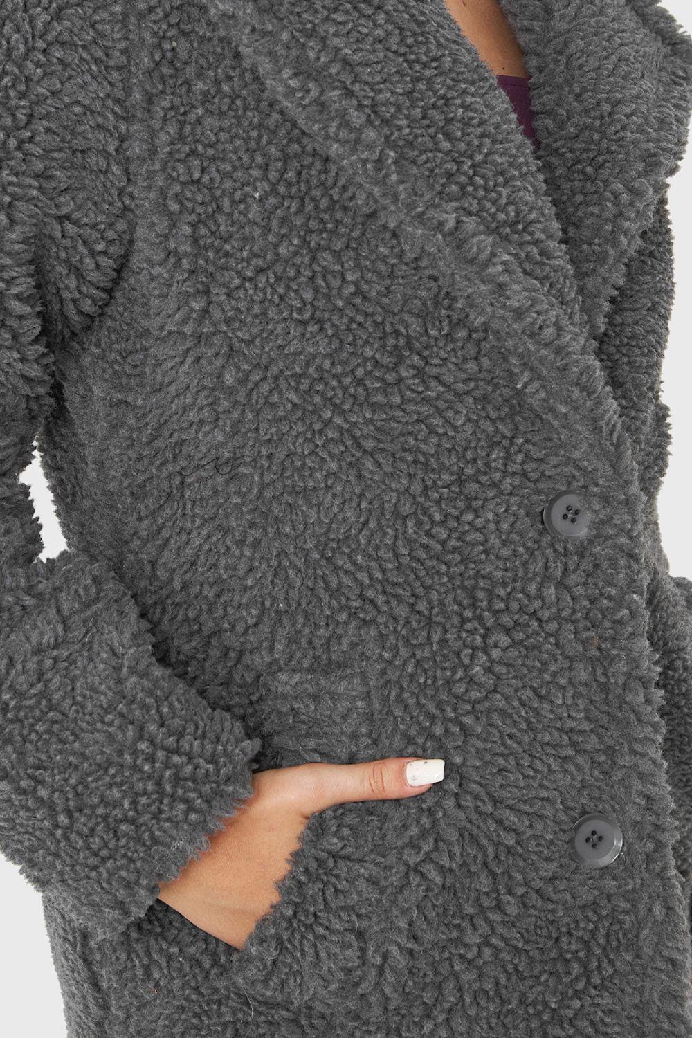 Abrigo Teddy Largo Grafito Nicopoly-5