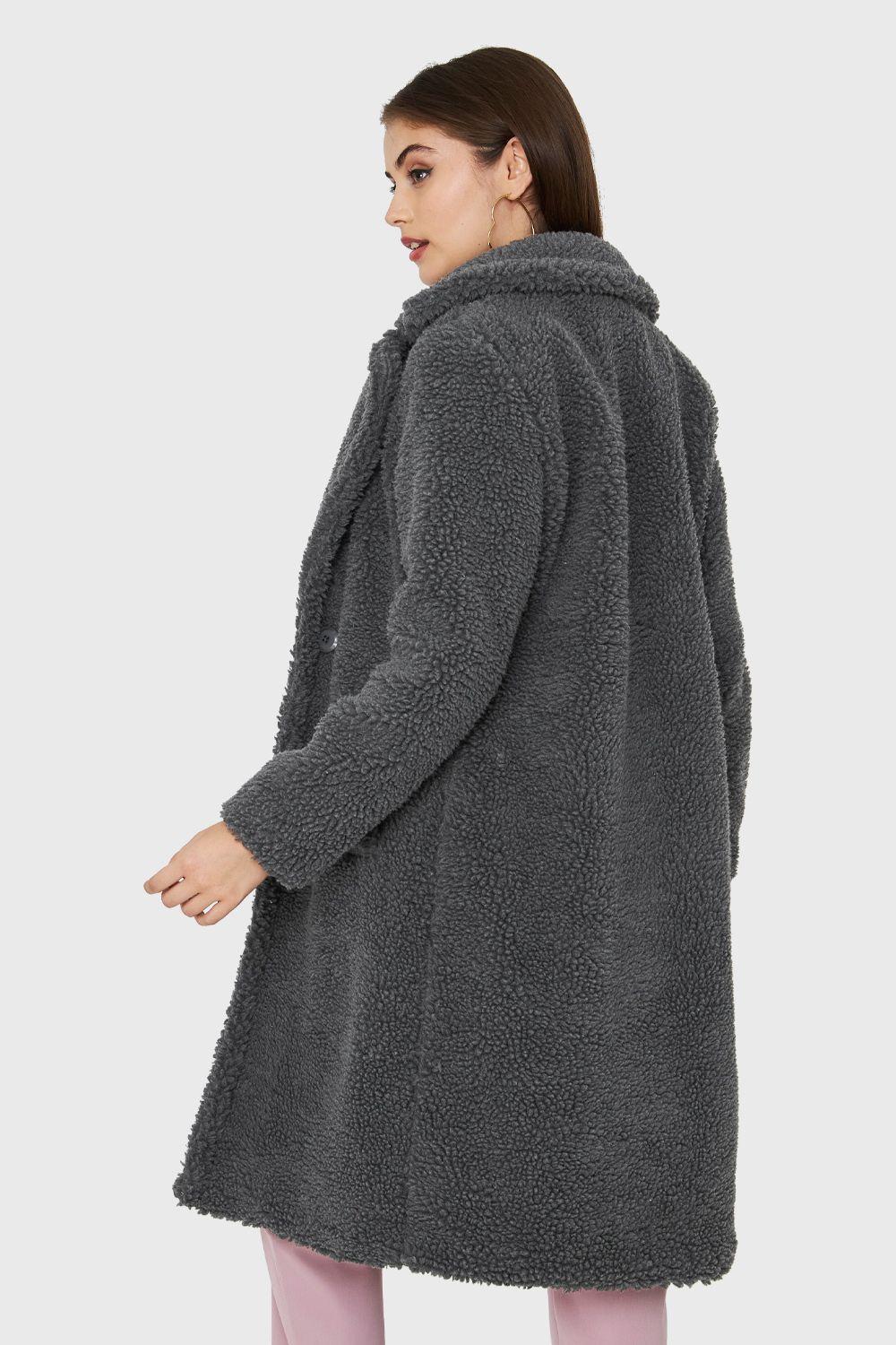 Abrigo Teddy Largo Grafito Nicopoly-3
