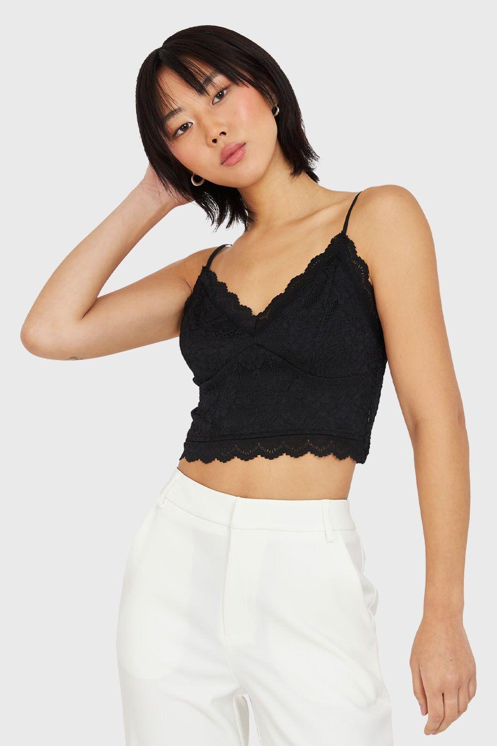 Crop Encaje Negro Nicopoly-0