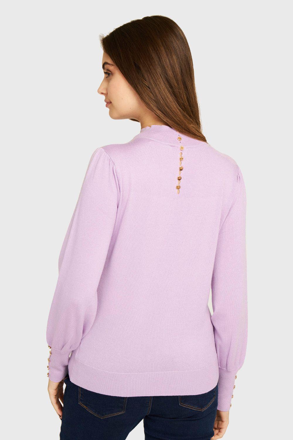 Sweater Botones Lila Nicopoly-3