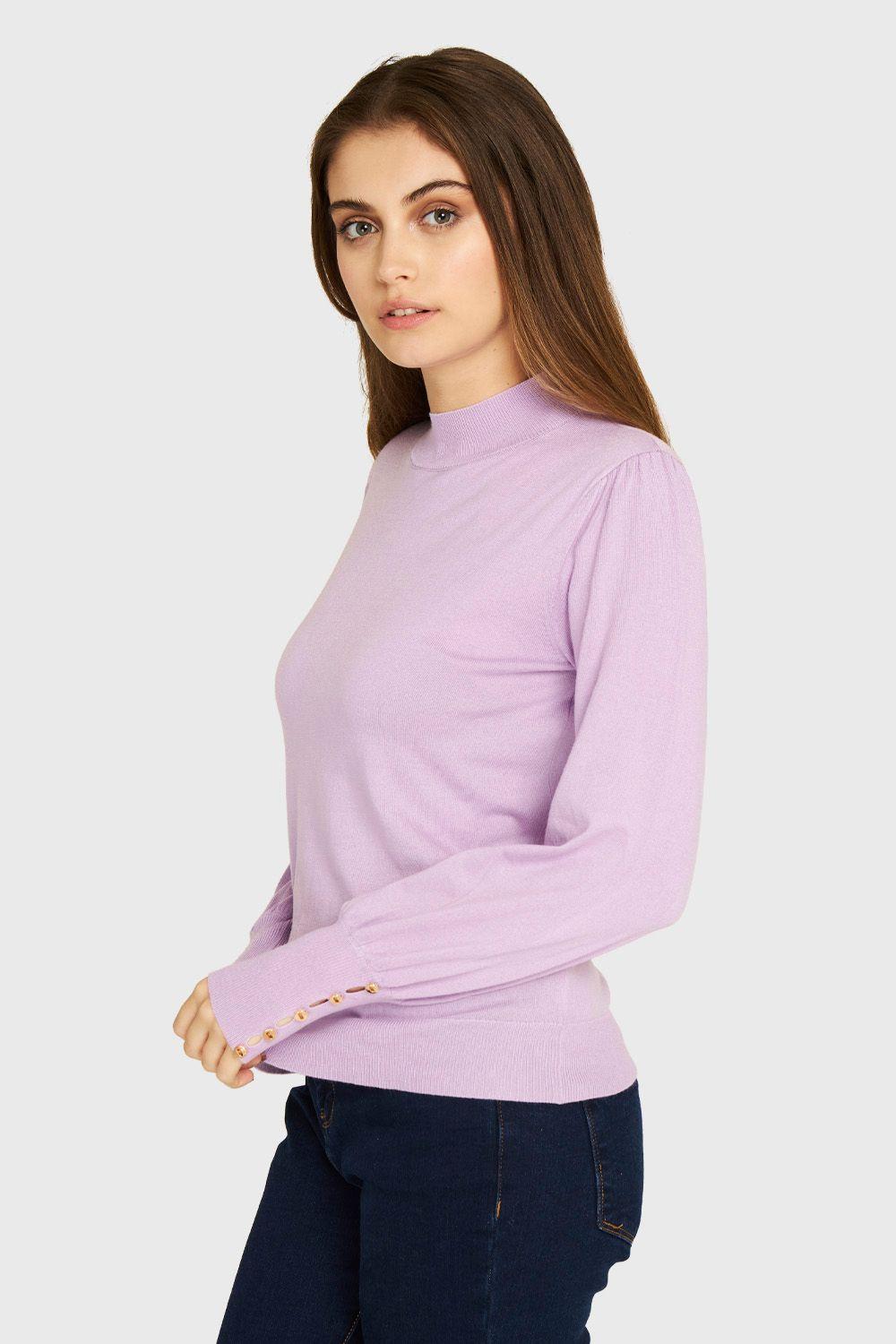 Sweater Botones Lila Nicopoly-2