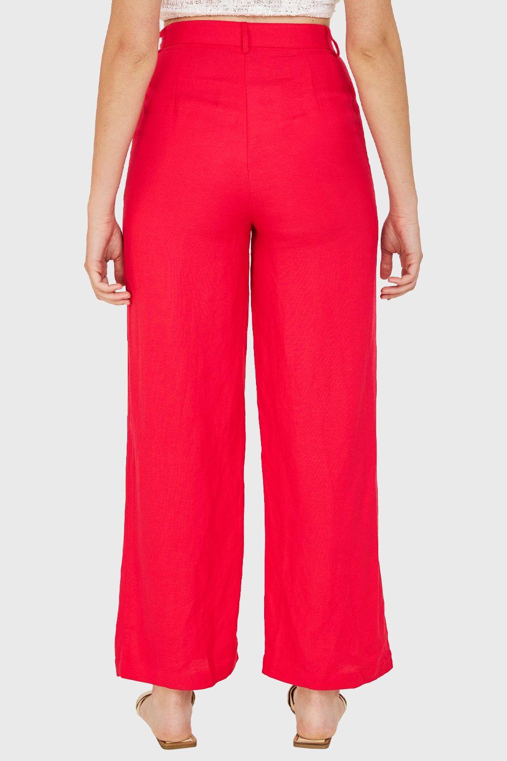 Pantalón Tipo Lino Wide Leg Fucsia Nicopoly-3