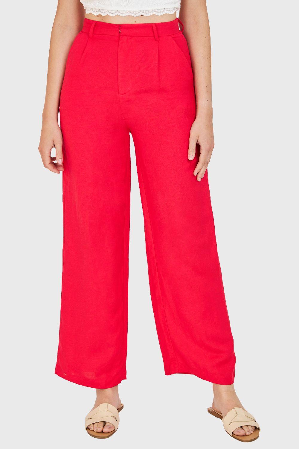Pantalón Tipo Lino Wide Leg Fucsia Nicopoly-4