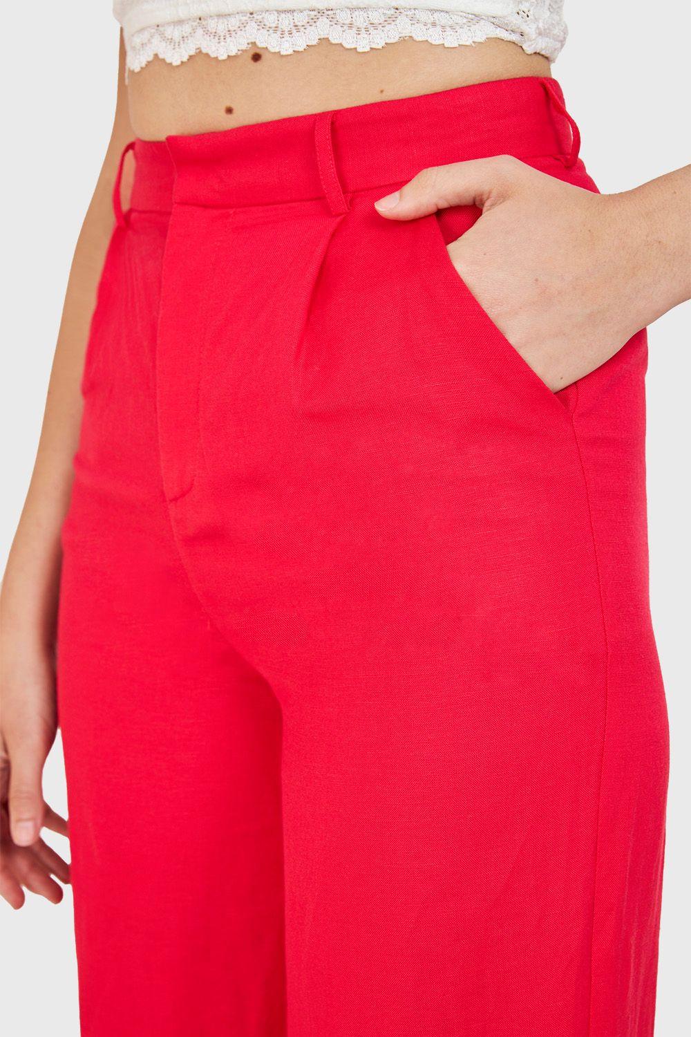 Pantalón Tipo Lino Wide Leg Fucsia Nicopoly-5