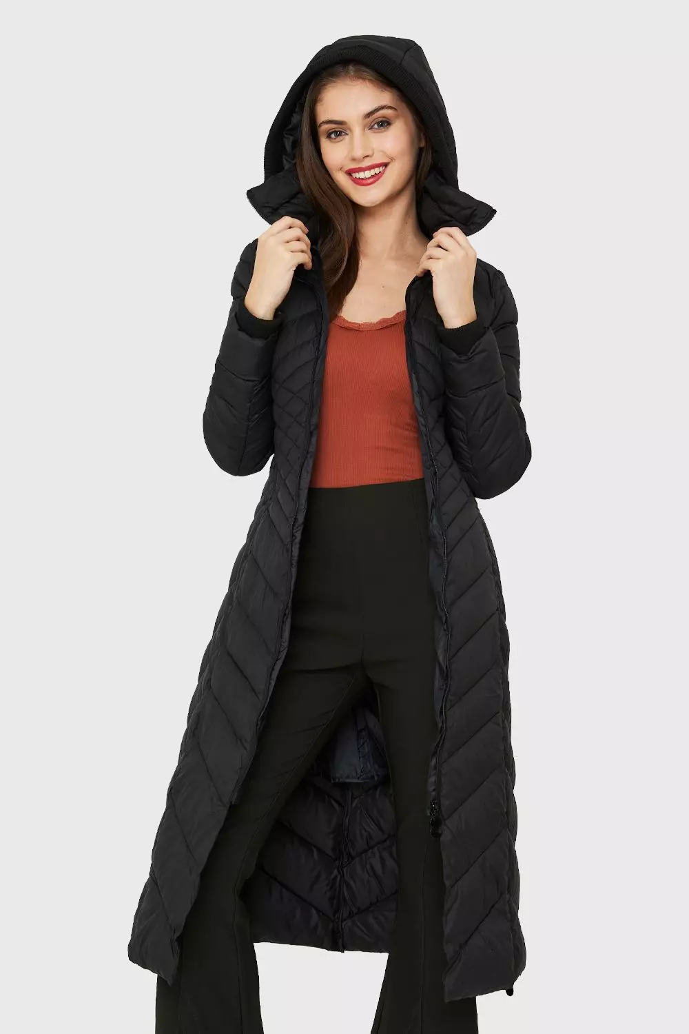 Parka Larga Acolchada Negro Nicopoly-0