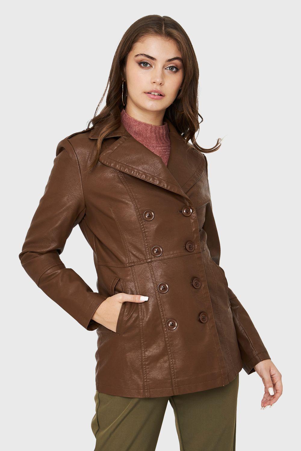 Chaqueta Marinero Ecocuero Café Nicopoly-0