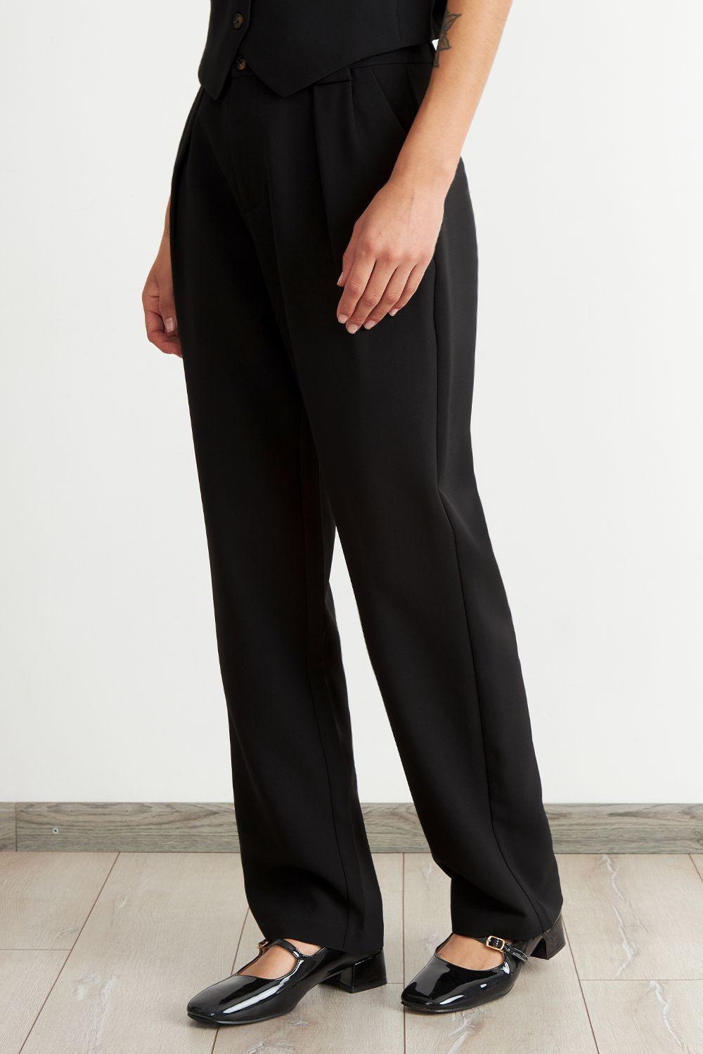 Pantalón Recto Con Pinza Negro Nicopoly-2