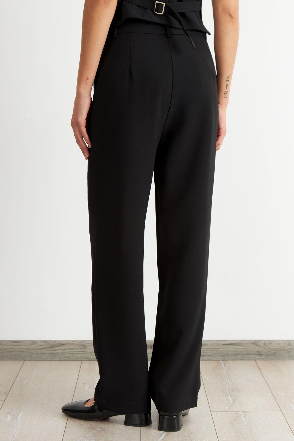 Pantalón Recto Con Pinza Negro Nicopoly-3