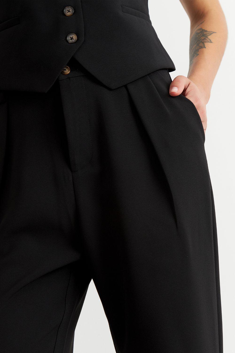 Pantalón Recto Con Pinza Negro Nicopoly-5