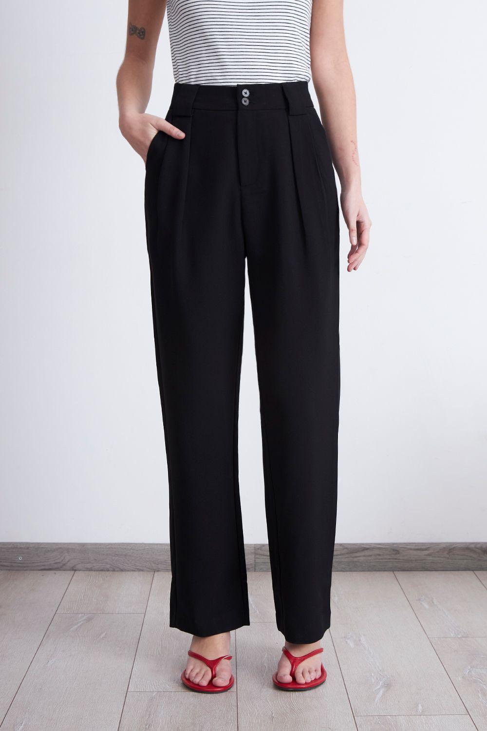 Pantalón Recto Con Pinza Negro Nicopoly-0
