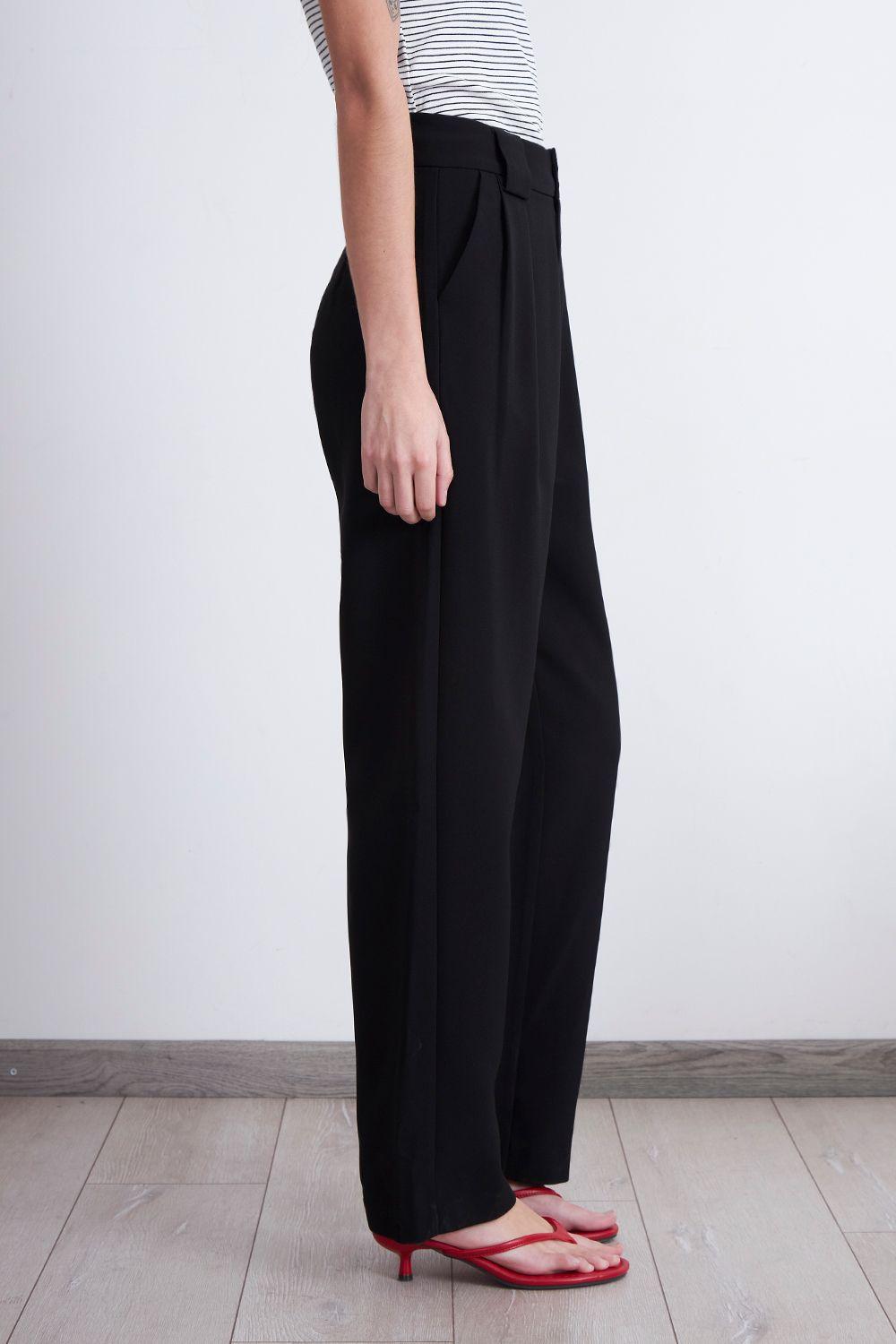 Pantalón Recto Con Pinza Negro Nicopoly-2