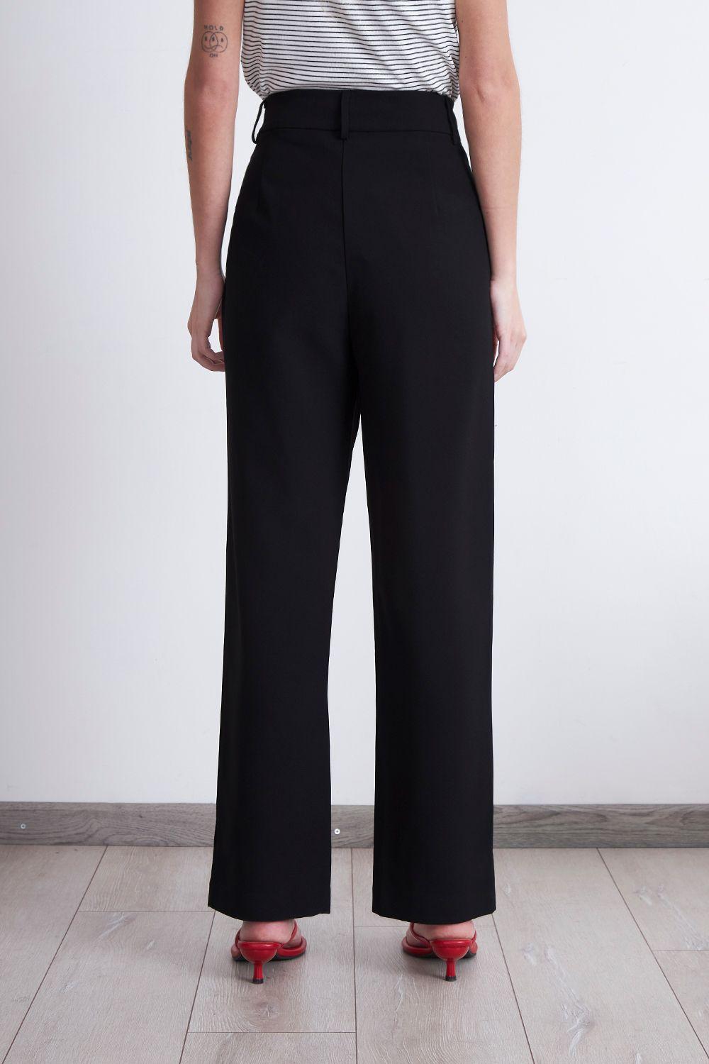 Pantalón Recto Con Pinza Negro Nicopoly-3
