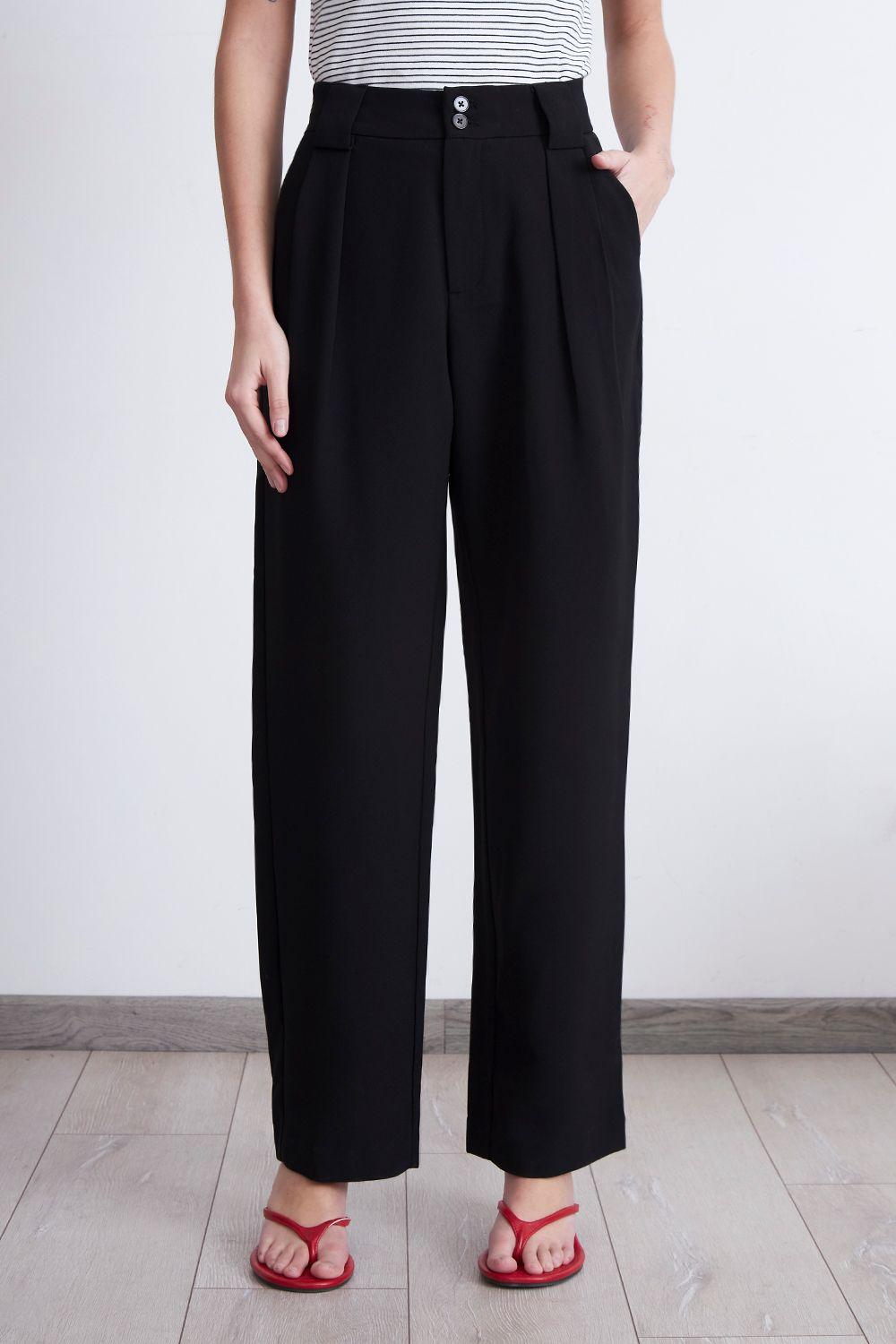 Pantalón Recto Con Pinza Negro Nicopoly-5