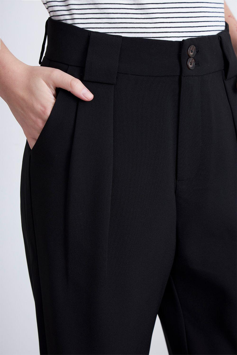 Pantalón Recto Con Pinza Negro Nicopoly-4