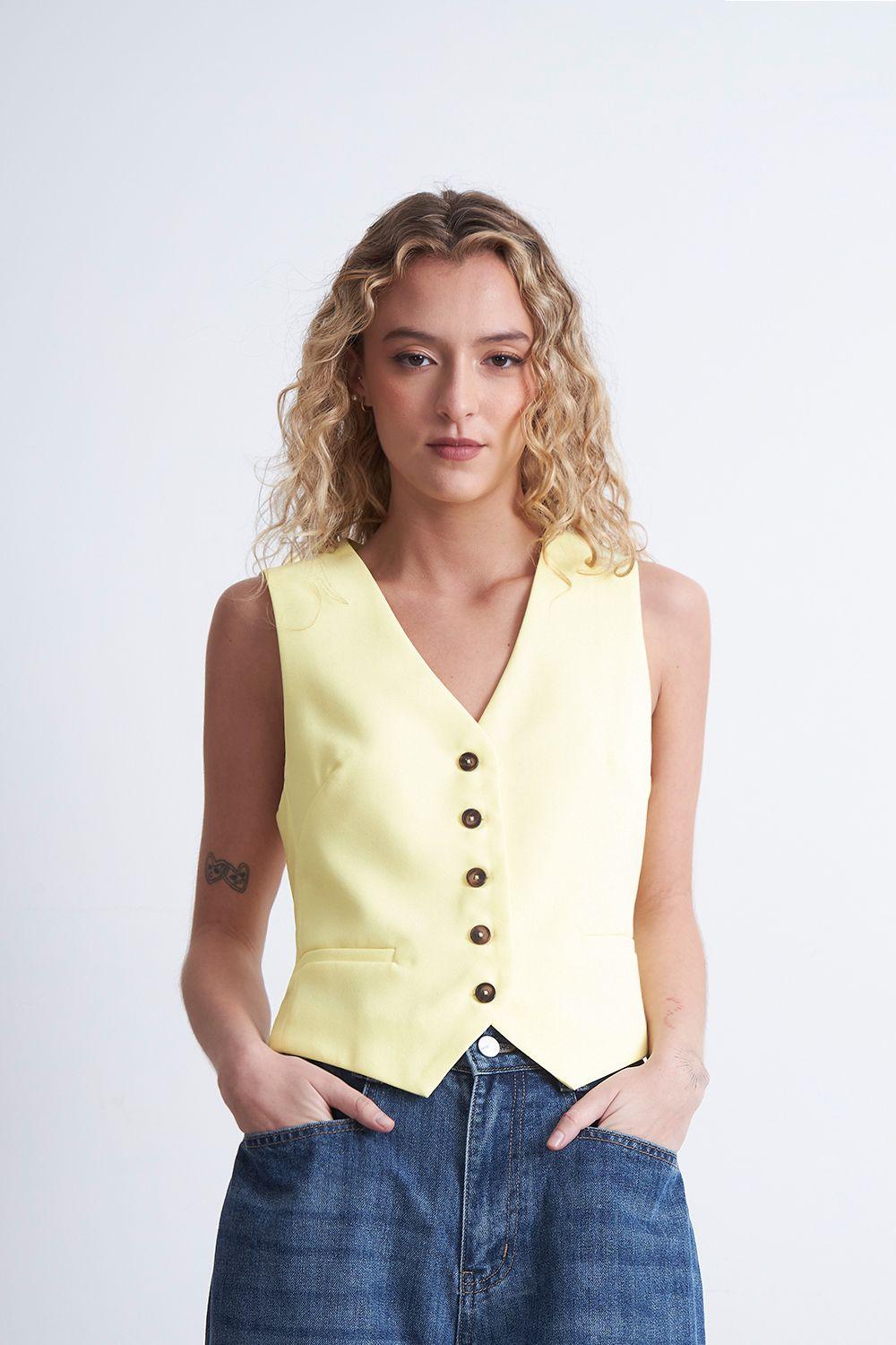 Gilet Básico Ajustable Amarillo Mantequilla Nicopoly-0