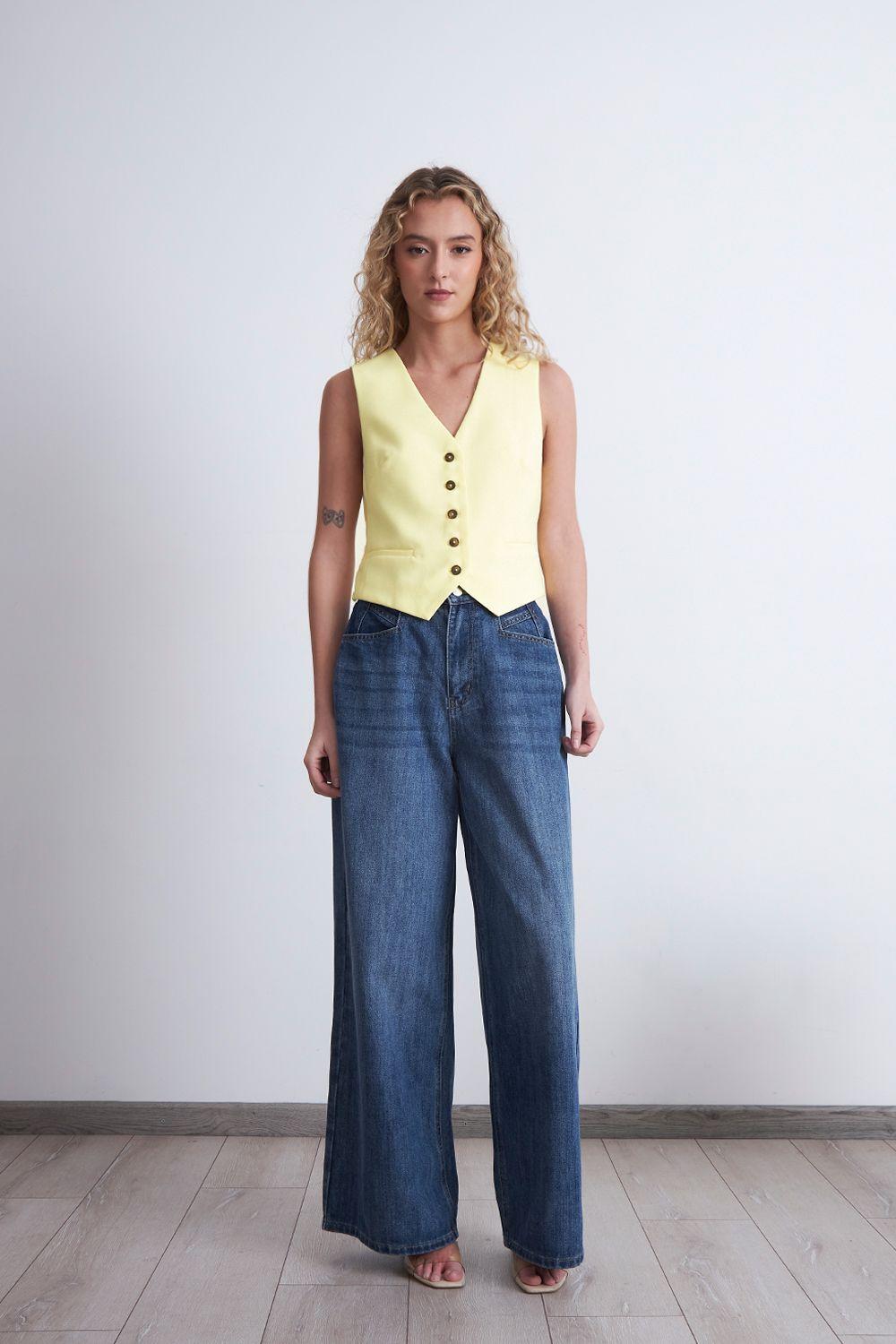 Gilet Básico Ajustable Amarillo Mantequilla Nicopoly-1