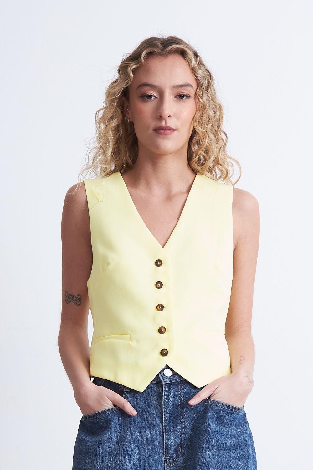 Gilet Básico Ajustable Amarillo Mantequilla Nicopoly-5