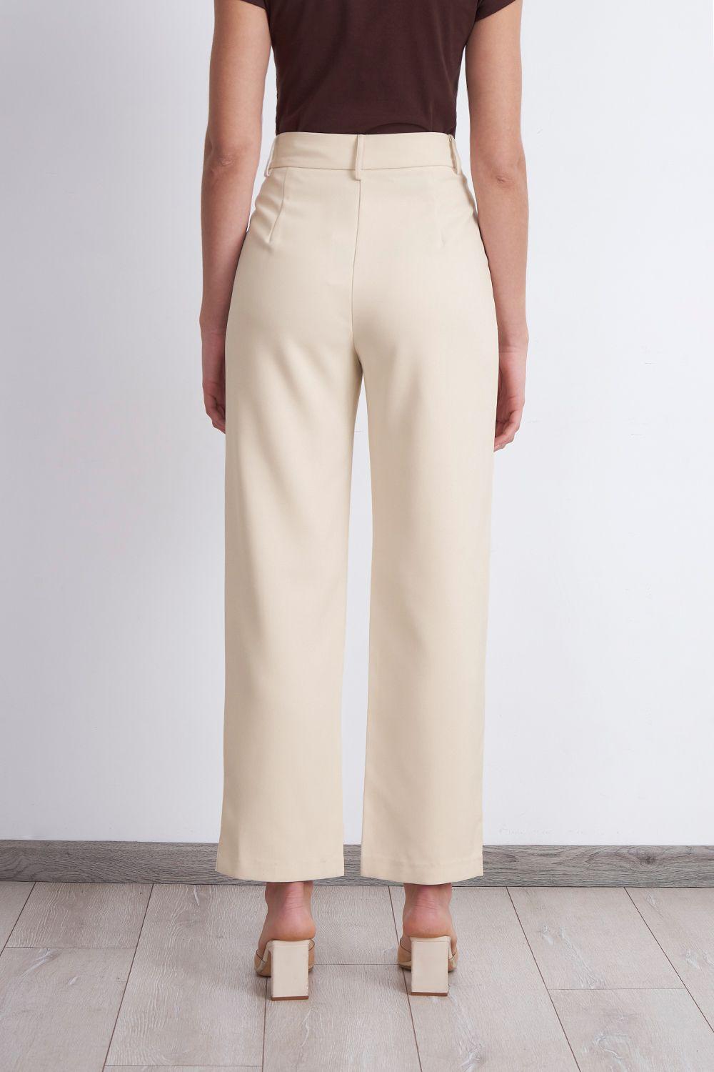 Pantalón Recto Con Pinza Beige Nicopoly-3