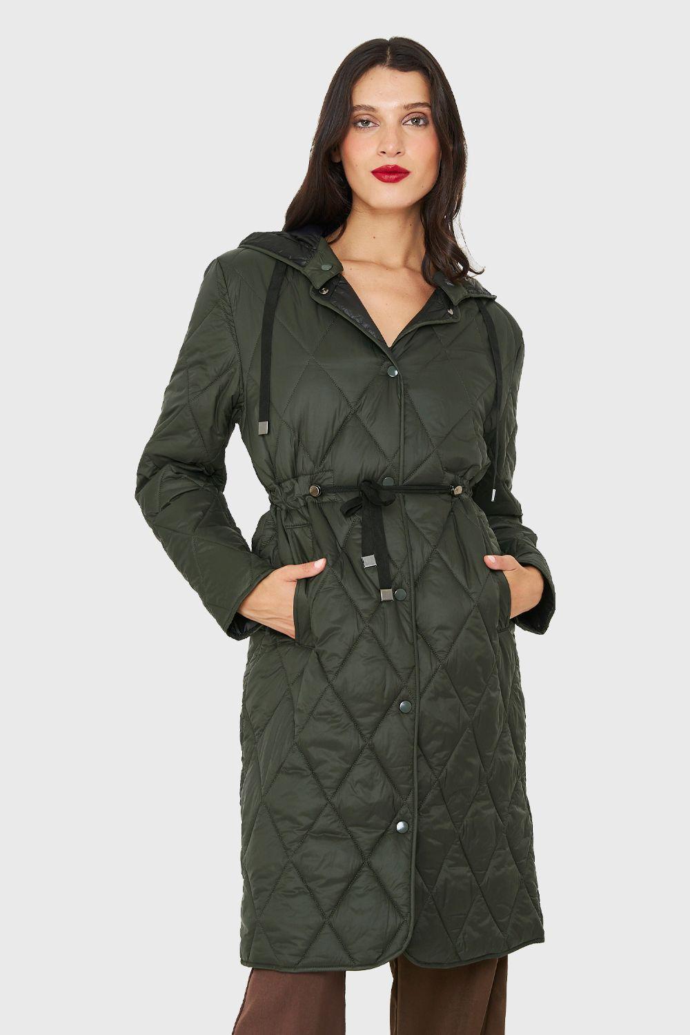 Parka Larga Quilt Cintura Ajustable Oliva Nicopoly-0