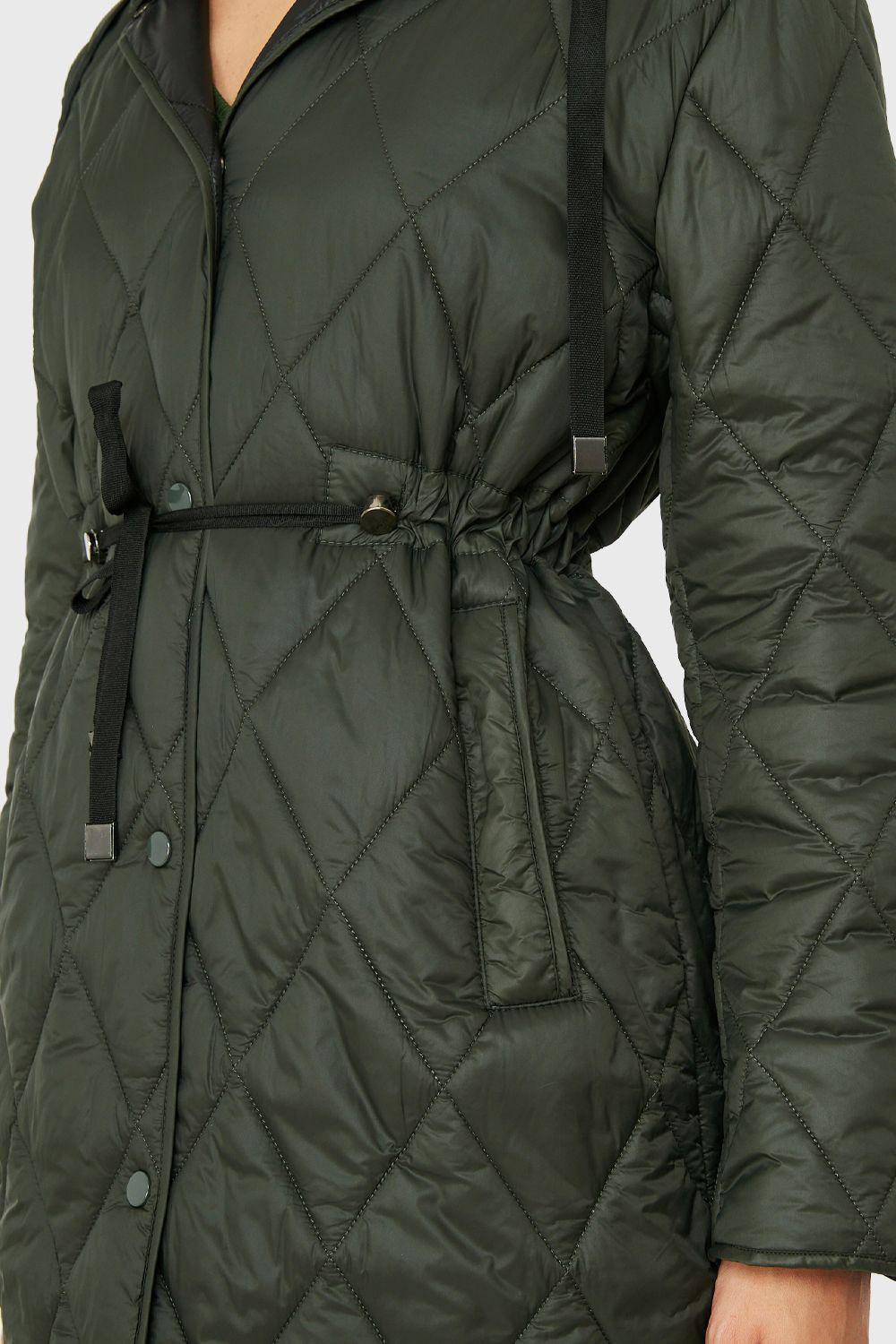 Parka Larga Quilt Cintura Ajustable Oliva Nicopoly-5