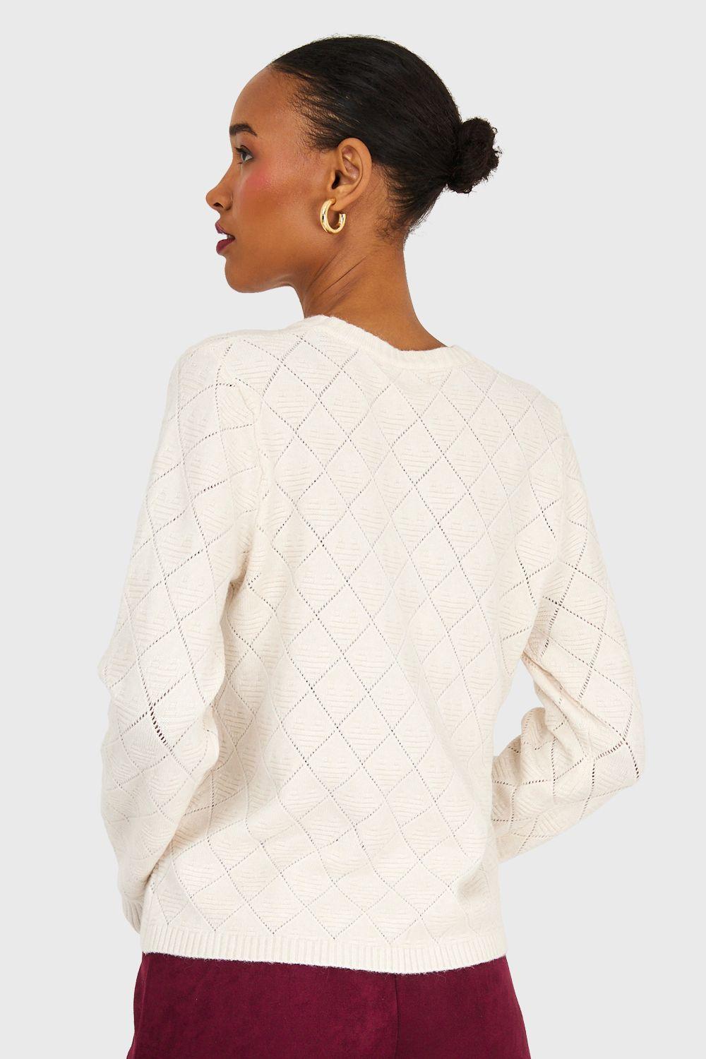 Sweater Diseño Rombos Blanco Invierno Nicopoly-3