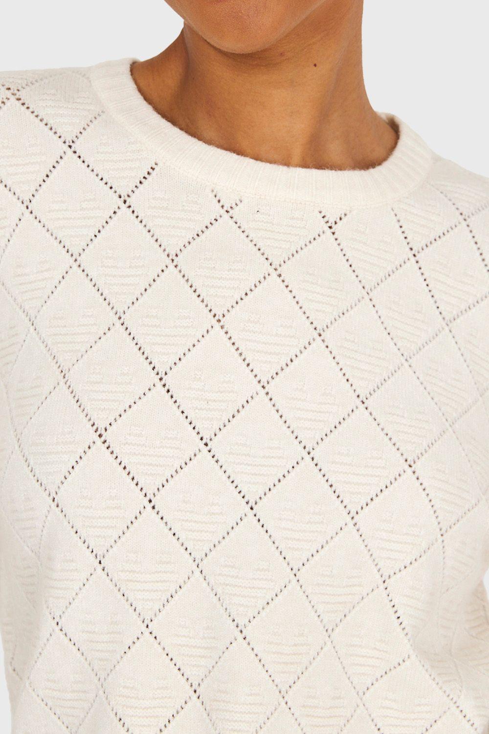 Sweater Diseño Rombos Blanco Invierno Nicopoly-5