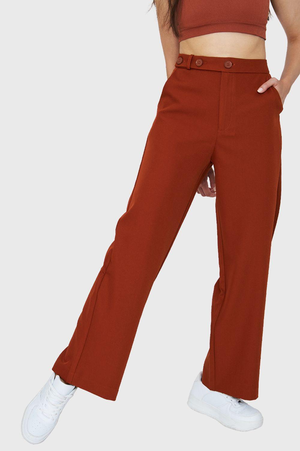 Pantalón Recto Botones Óxido Nicopoly-0