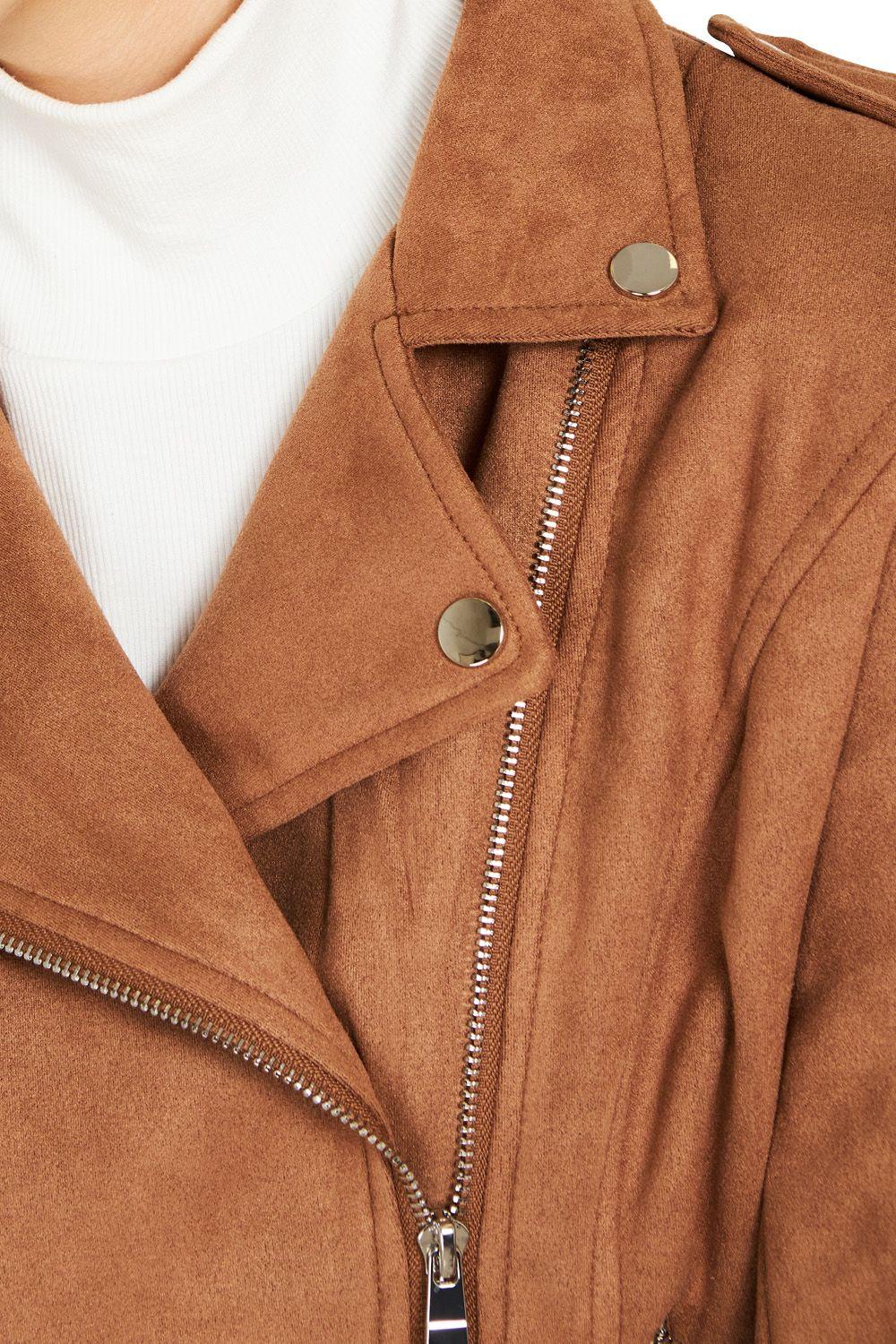 Chaqueta Tipo Gamuza Biker Camel Nicopoly-4