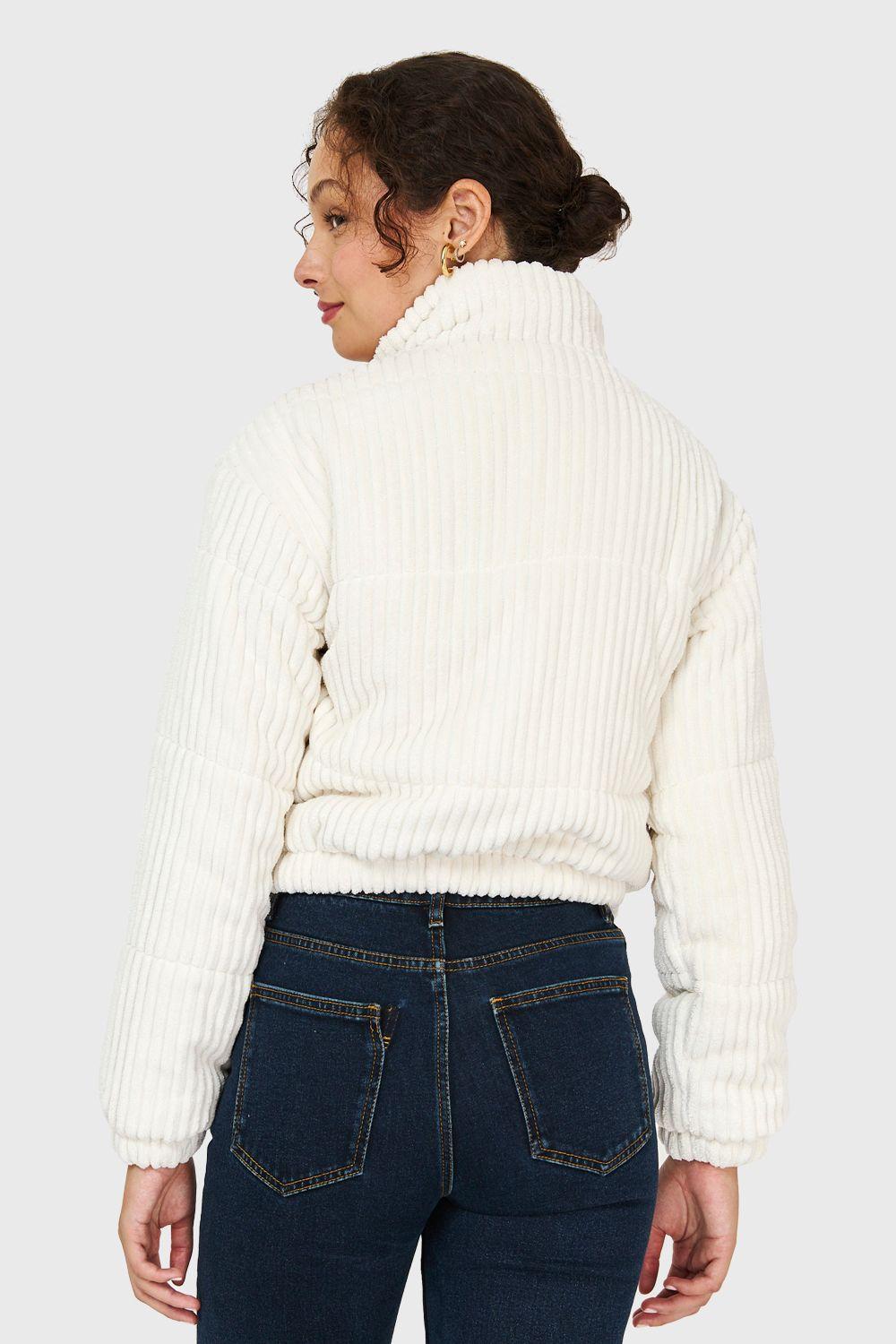 Chaqueta Puffer Cotelé Blanco Invierno Nicopoly-3