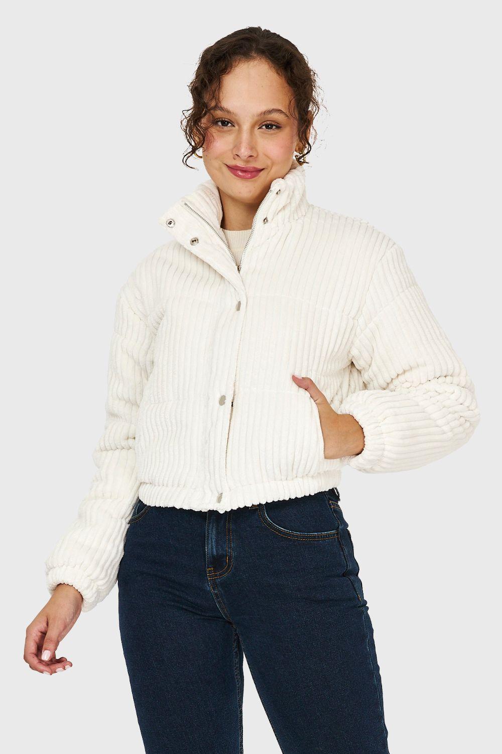Chaqueta Puffer Cotelé Blanco Invierno Nicopoly-4