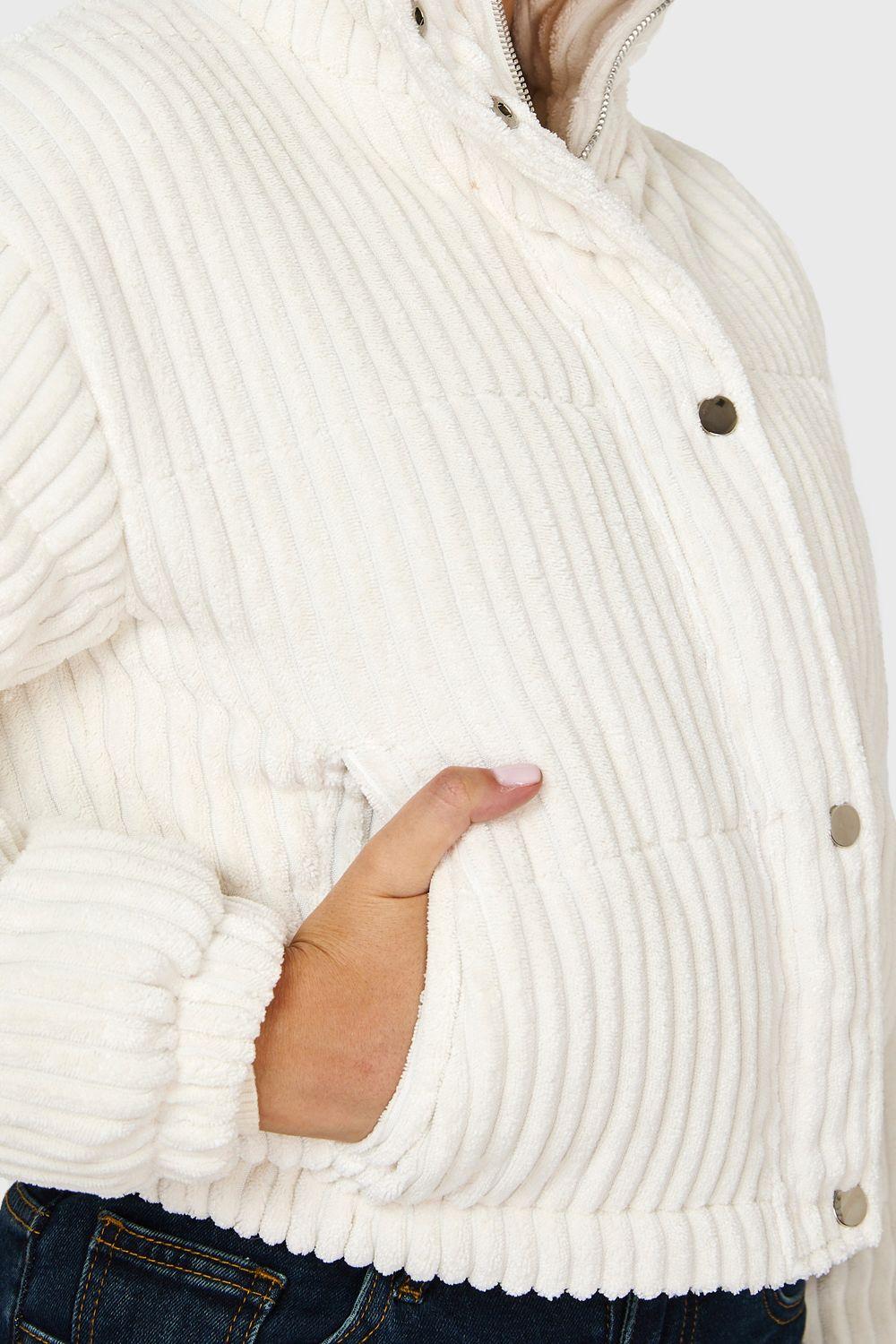 Chaqueta Puffer Cotelé Blanco Invierno Nicopoly-5