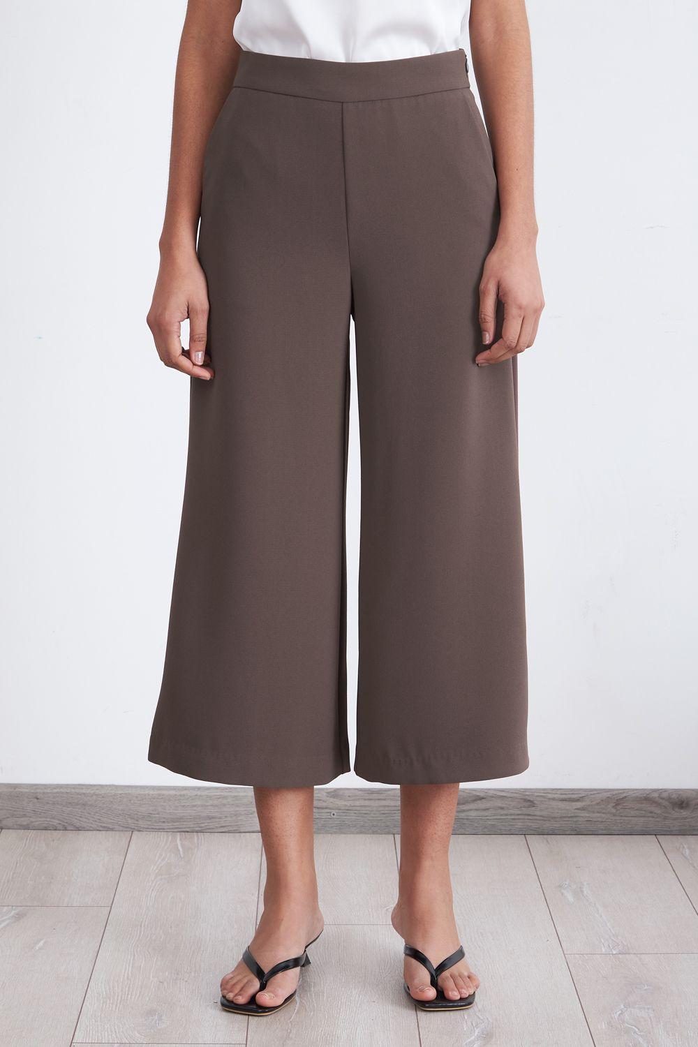 Pantalón Wide Leg Crop Café Nicopoly-0