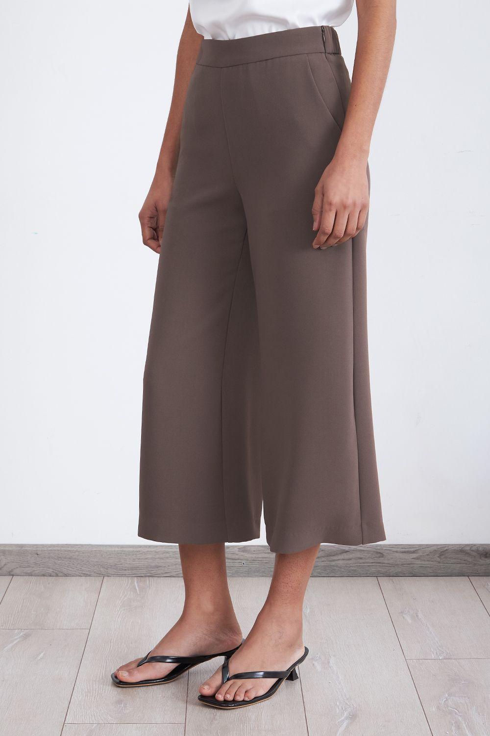 Pantalón Wide Leg Crop Café Nicopoly-2
