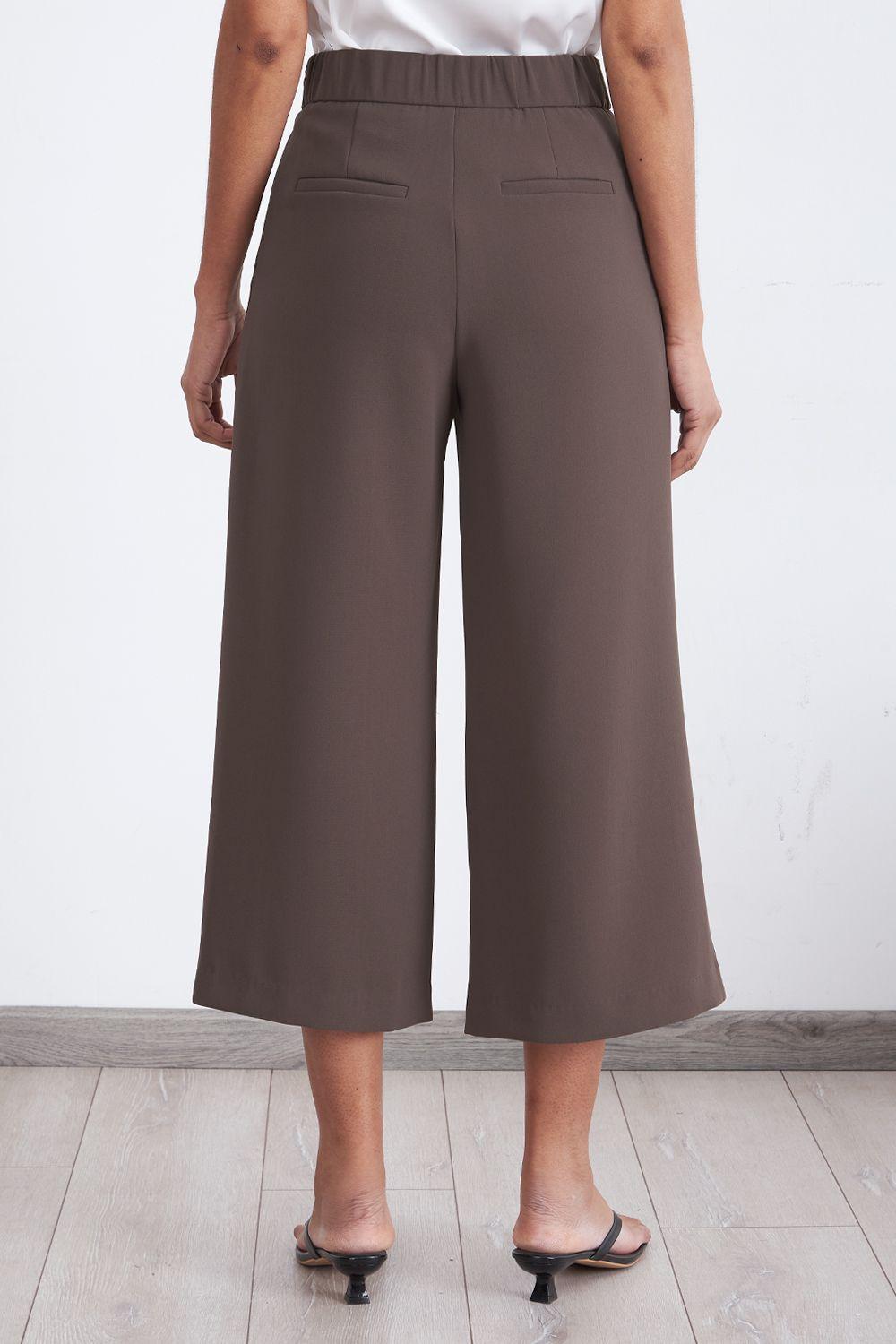 Pantalón Wide Leg Crop Café Nicopoly-3