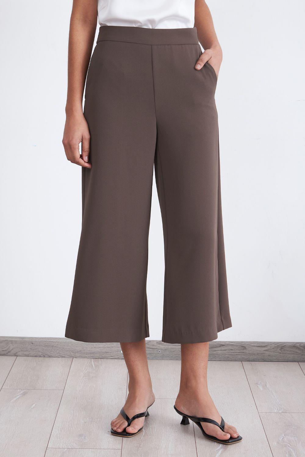 Pantalón Wide Leg Crop Café Nicopoly-4