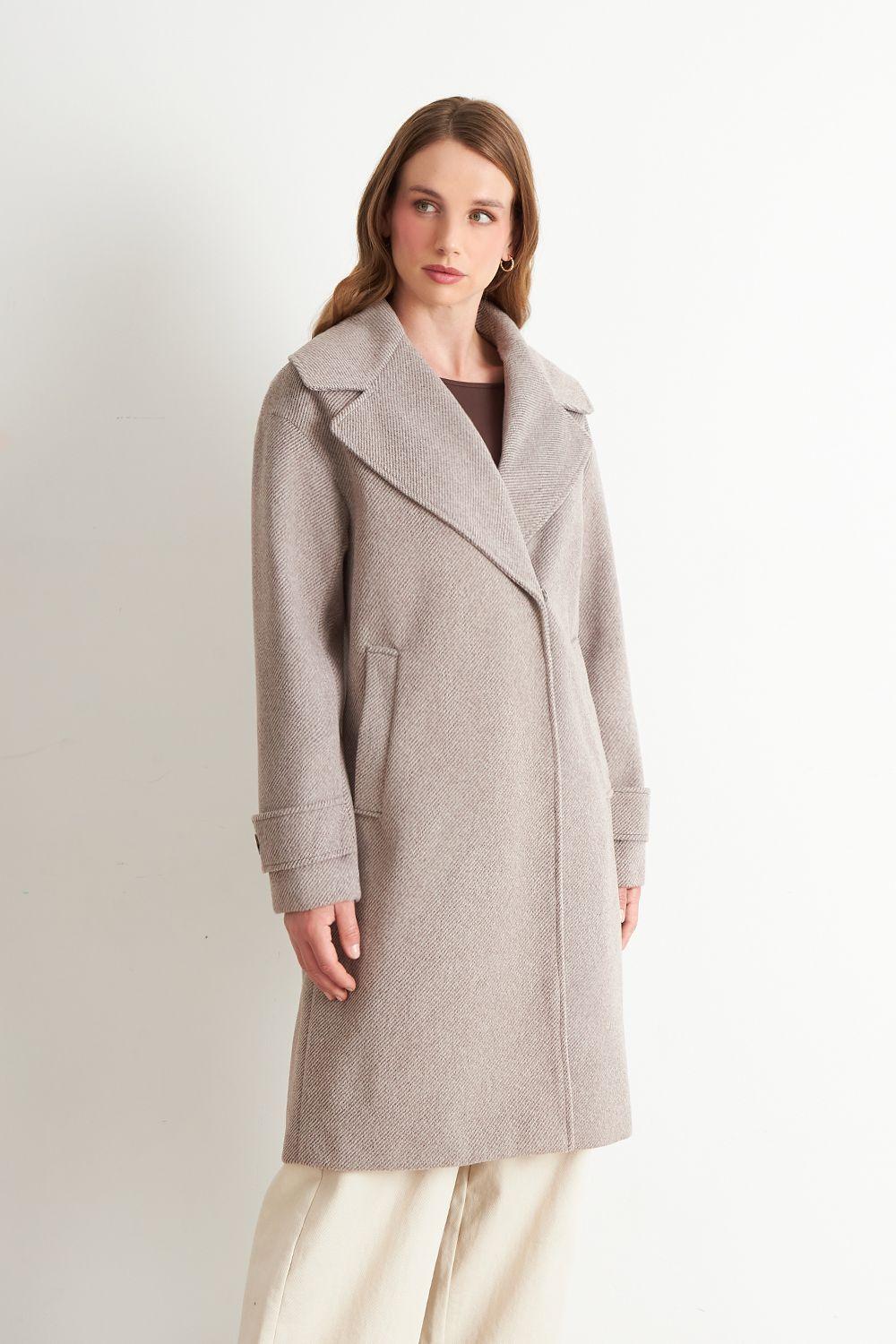 Abrigo Lanilla con Solapa Khaki Nicopoly-2