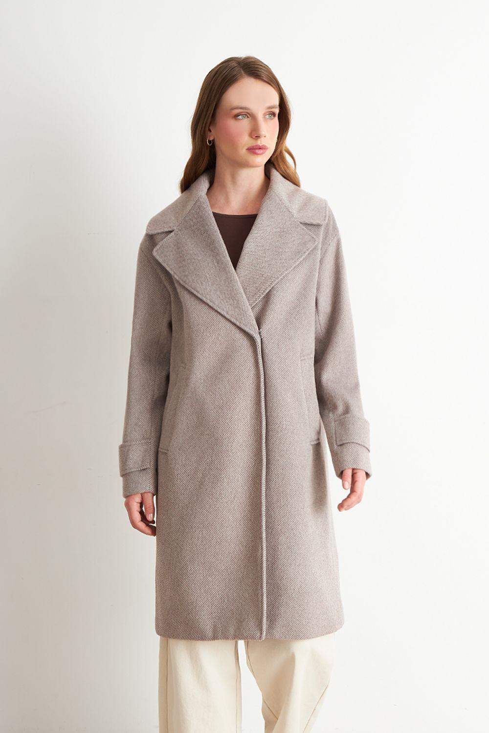 Abrigo Lanilla con Solapa Khaki Nicopoly-4