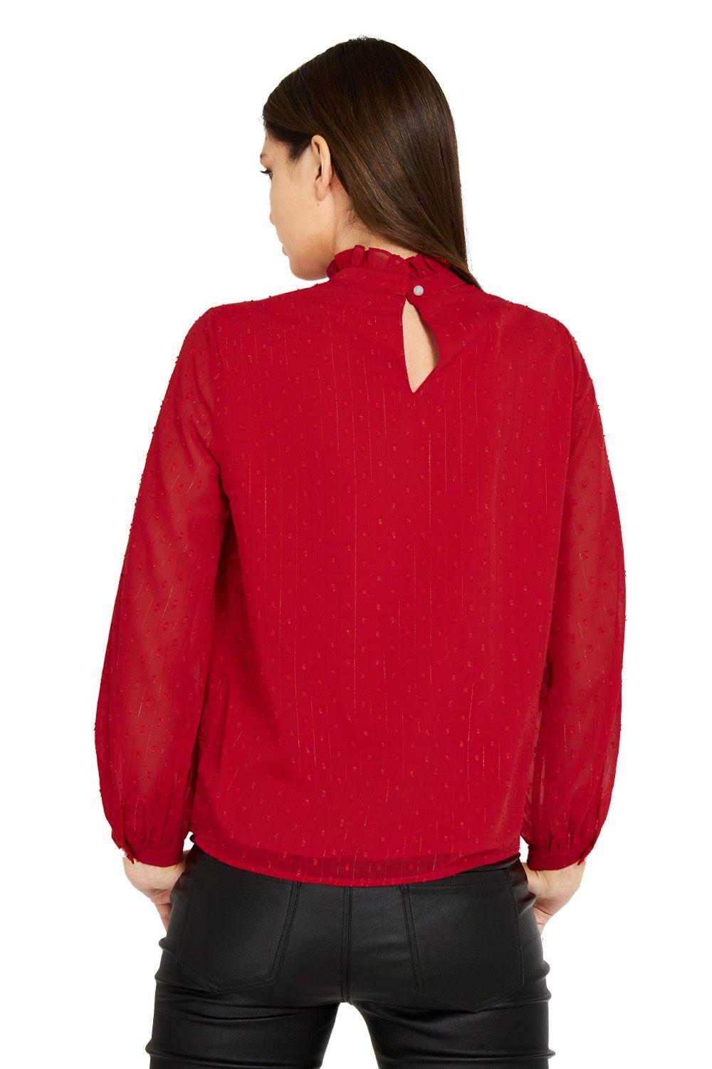 Blusa Brillos Cuello Alto Rojo Nicopoly-3