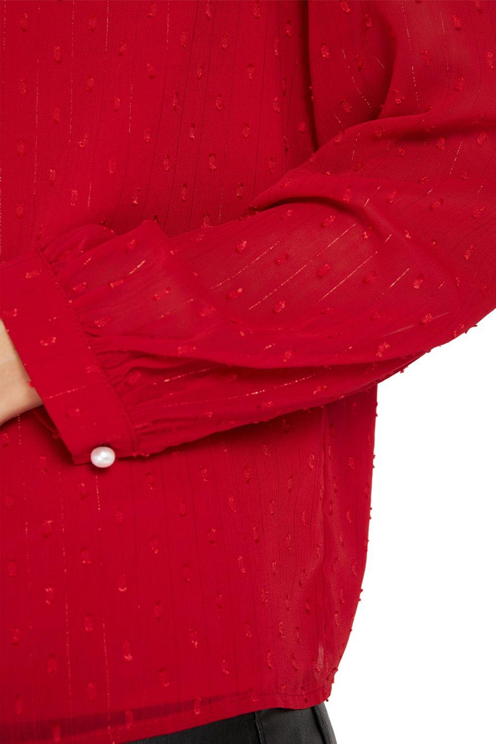Blusa Brillos Cuello Alto Rojo Nicopoly-4
