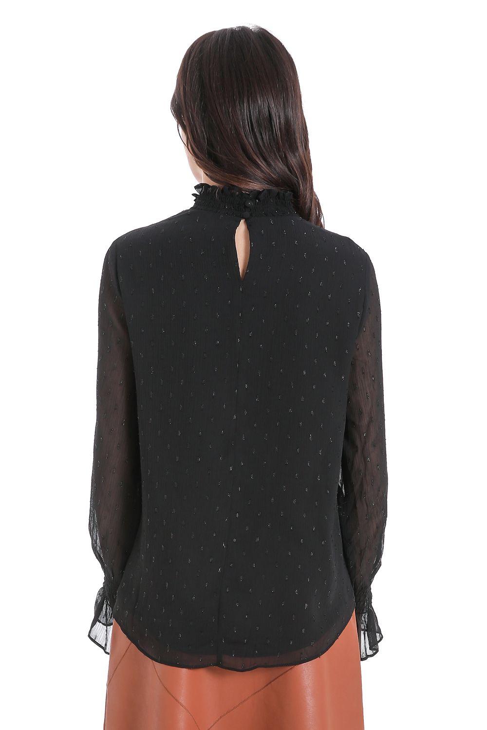 Blusa Puntos Semi Cuello Alto Negro Nicopoly-2