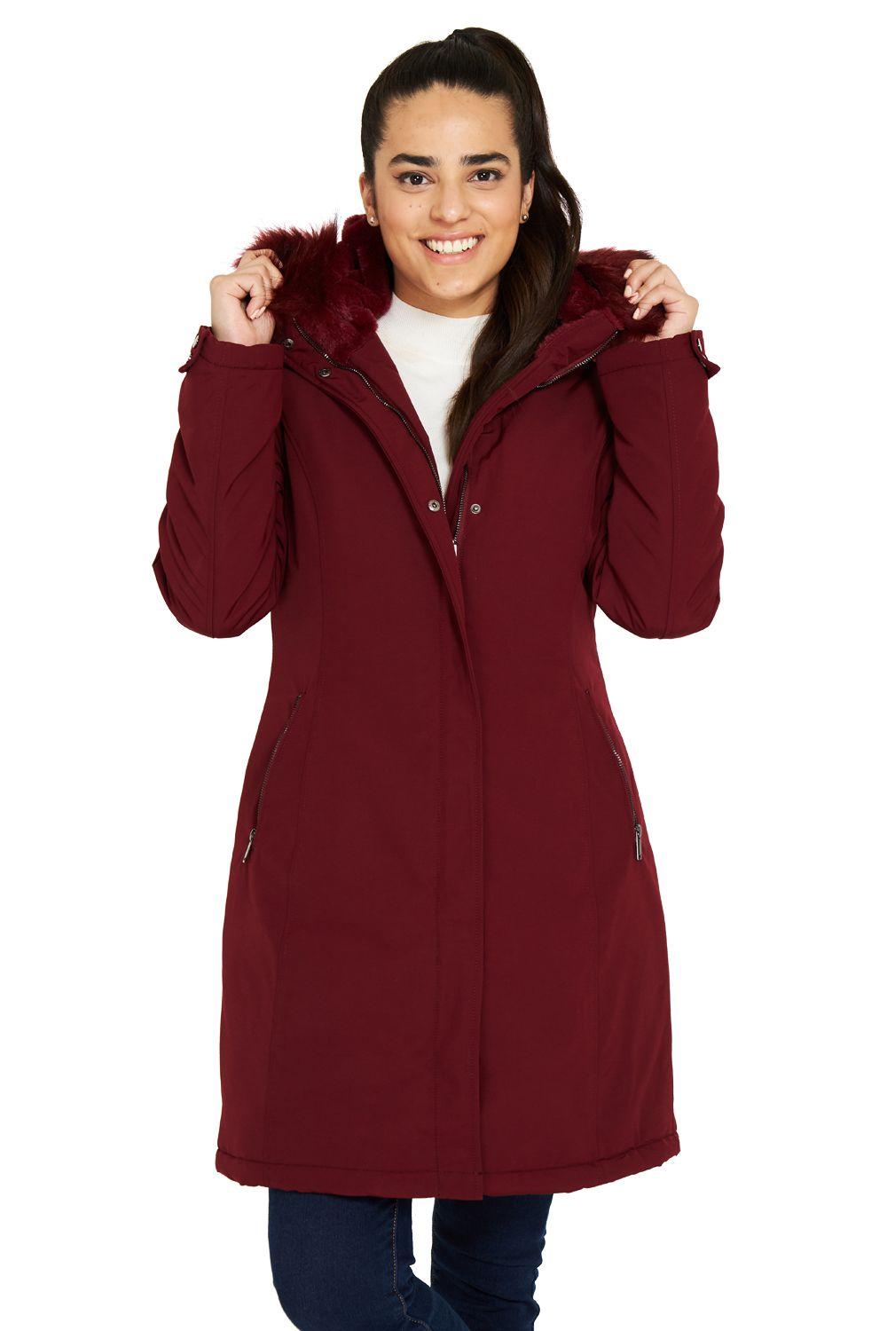 Parka Larga Pelo Desmontable Burdeo Nicopoly-0