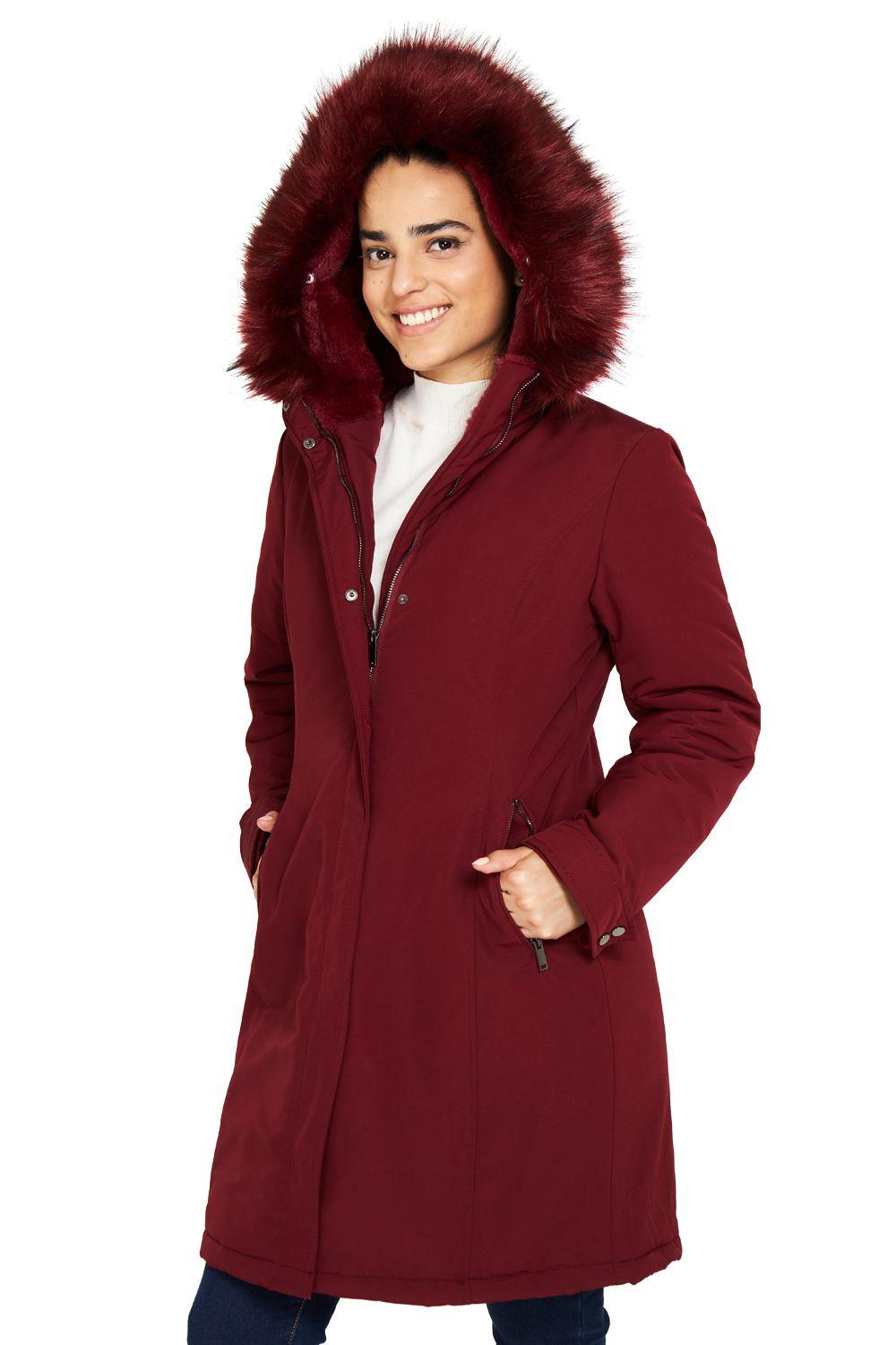 Parka Larga Pelo Desmontable Burdeo Nicopoly-2