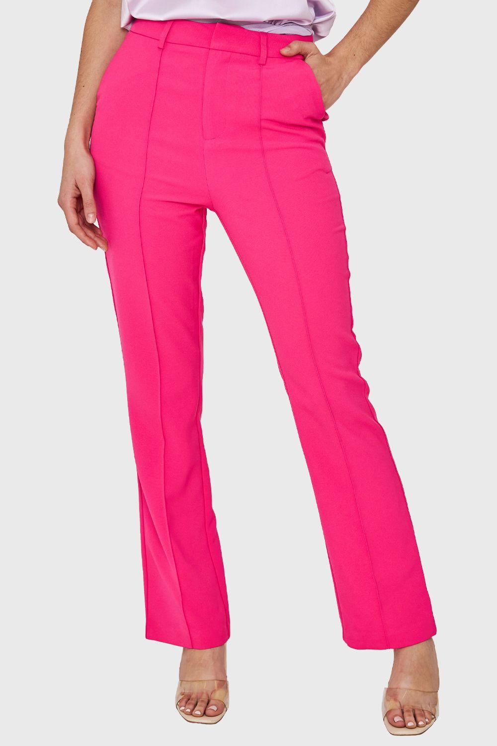 Pantalón Costuras Frontales Recto Fucsia Nicopoly-0