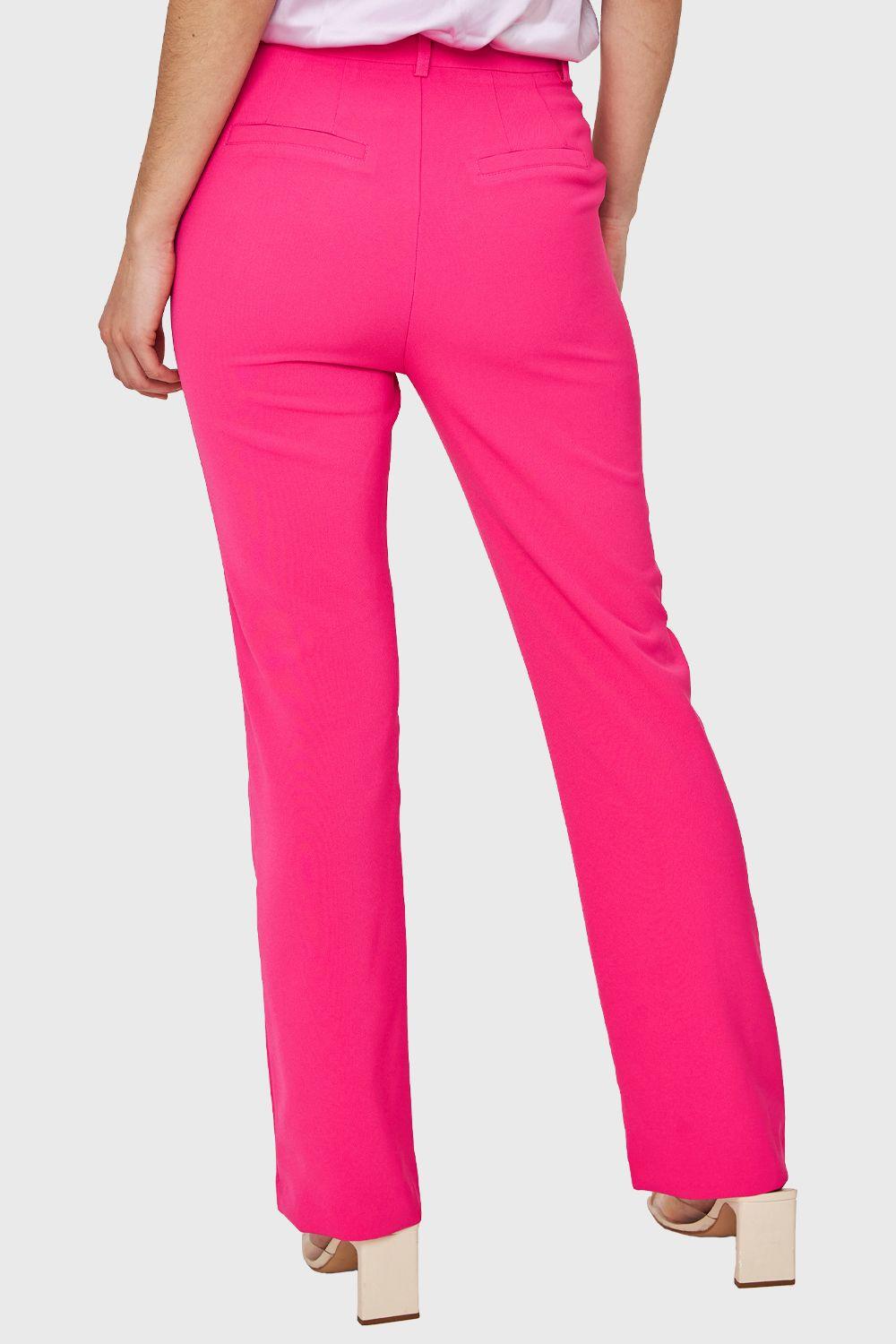 Pantalón Costuras Frontales Recto Fucsia Nicopoly-3