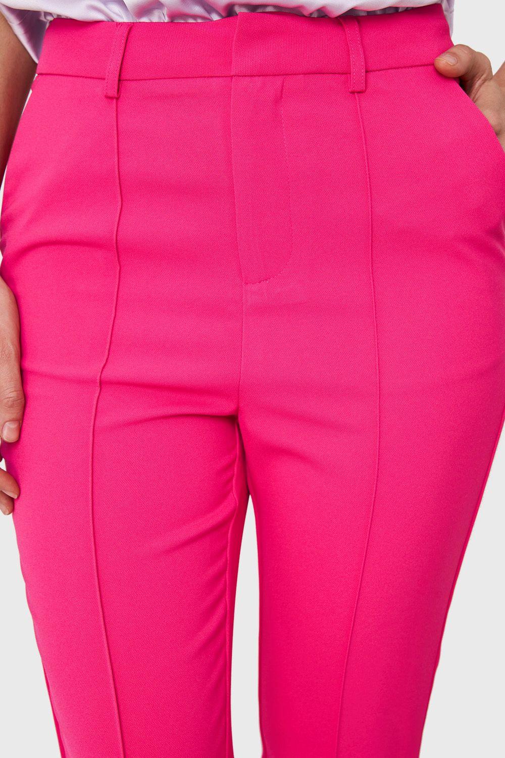 Pantalón Costuras Frontales Recto Fucsia Nicopoly-5