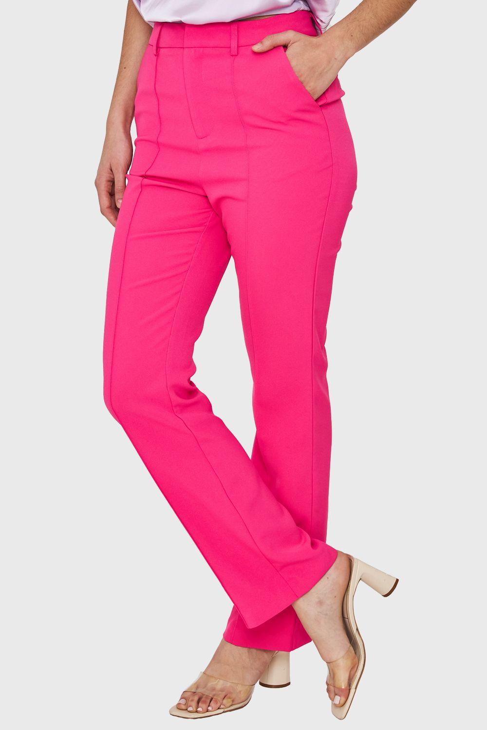 Pantalón Costuras Frontales Recto Fucsia Nicopoly-2